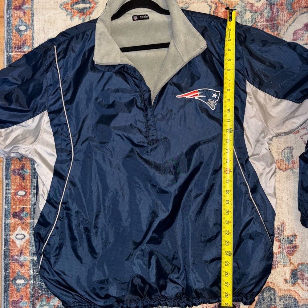 NFL Official Patriots Fleece Lined Windbreaker, Quarter Zip, Reversible - Picture 5 of 8